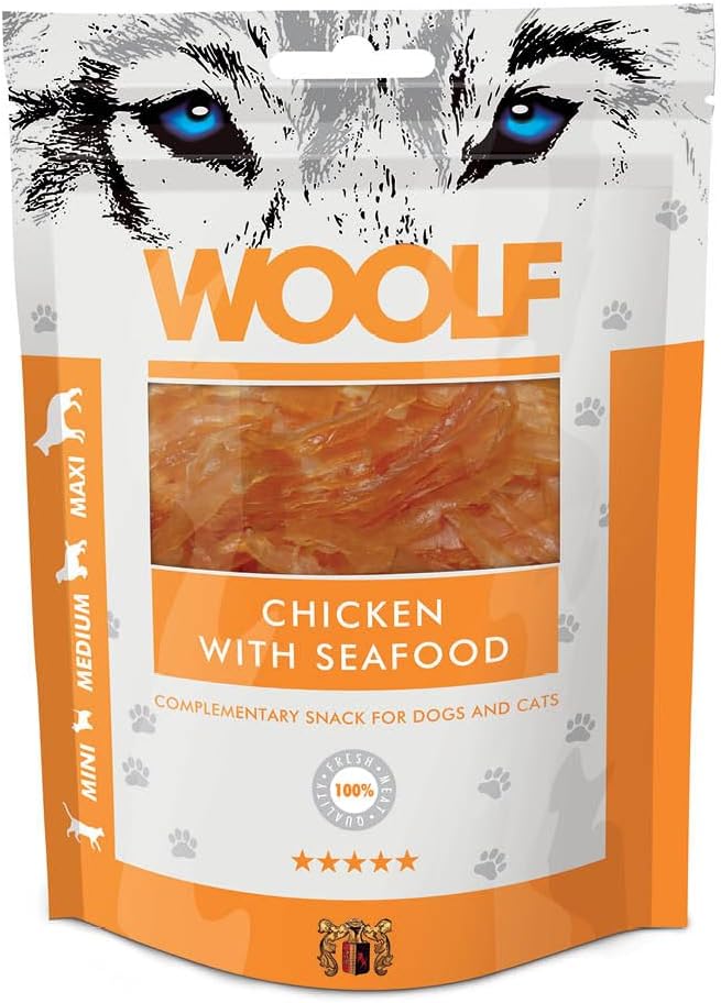 WOOLF - Chicken With Sea-Food Complementary Snacks For Dogs & Cats - 100g