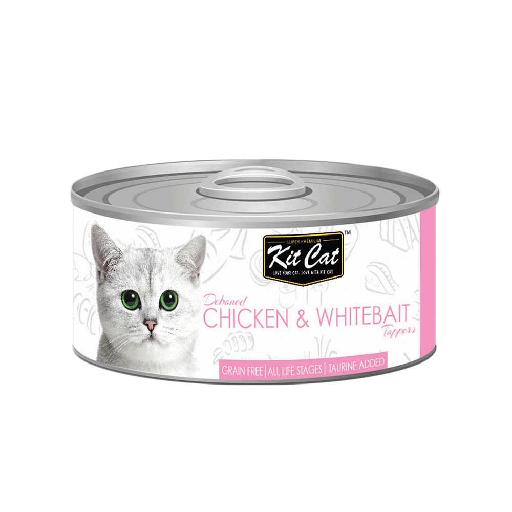 Kit Cat - Deboned Chicken & Whitebait For All Life Stages - 80g كت كات معلبات الدجاج مع سمك الوايتبيت منزوع العظم