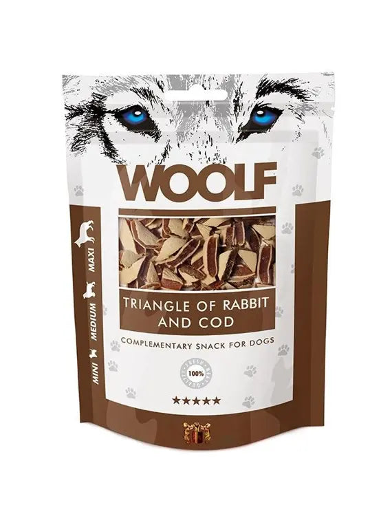 WOOLF - Triangle Of Rabbit And COD Complementary Snack For Dogs - 100g