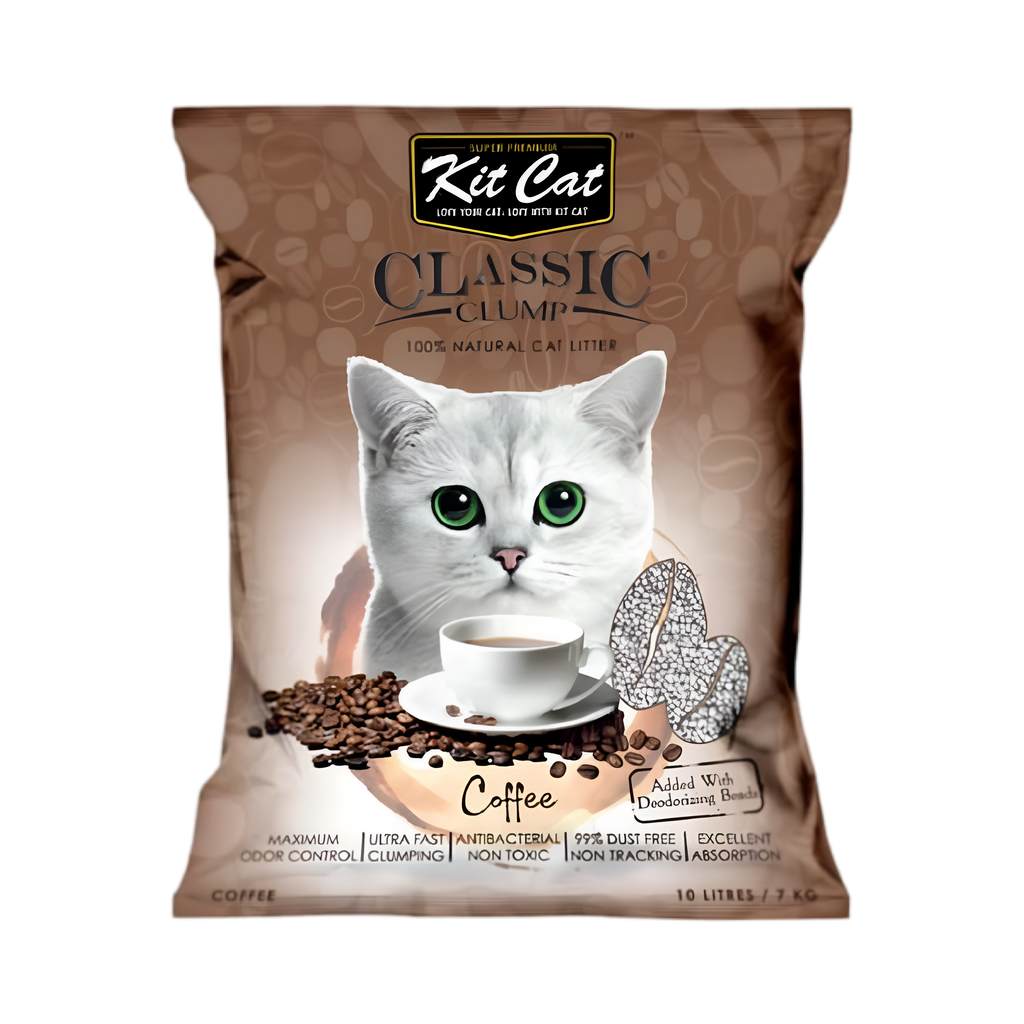 Kit Cat Classic Clump Coffee Scent Cat Litter - 10L - كت كات - رمل للقطط رائحة القهوة