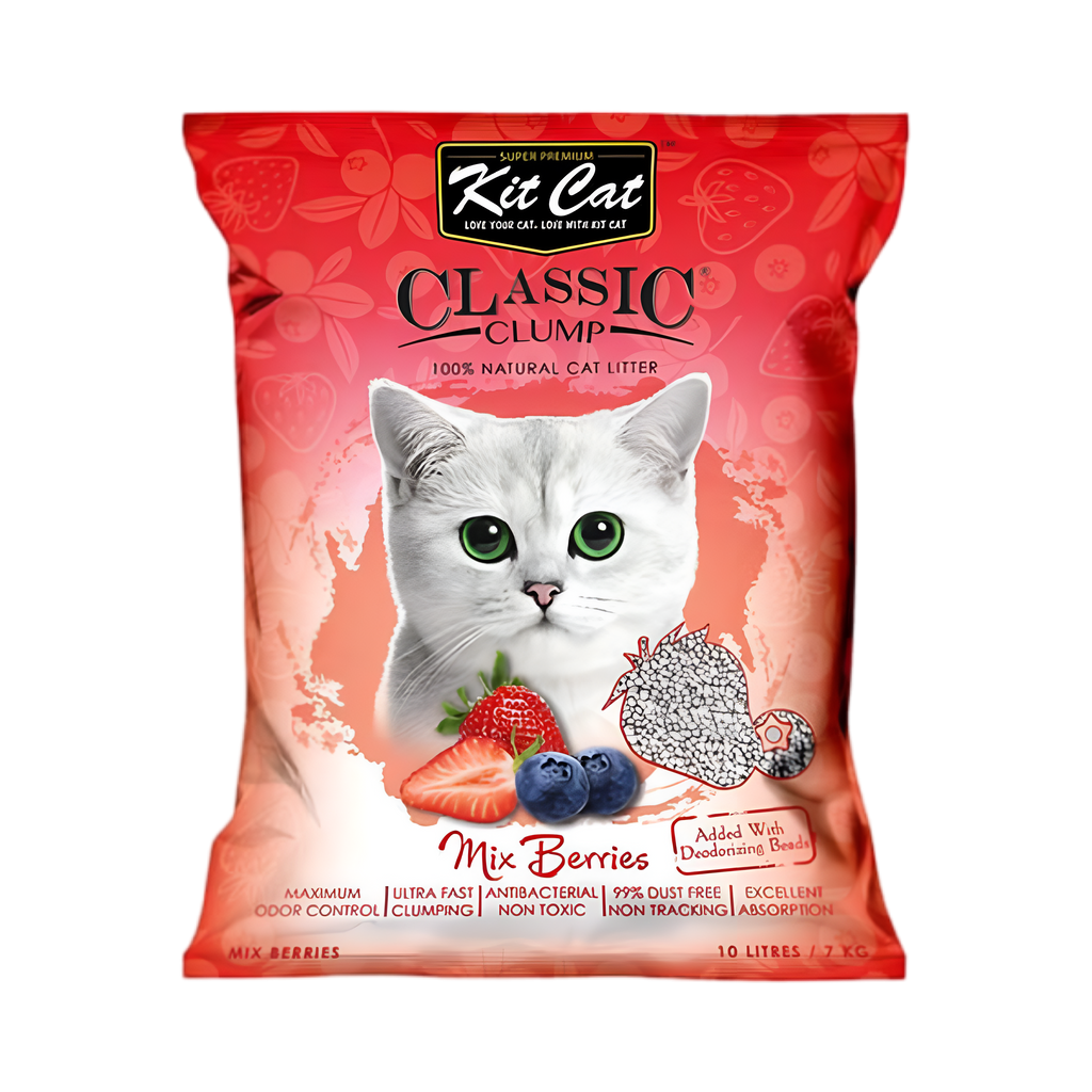 Kit Cat Classic Clump Mix Berries Scent Cat Litter  - كت كات رمل كلاسيك رائحة خلطة التوت والفراولة