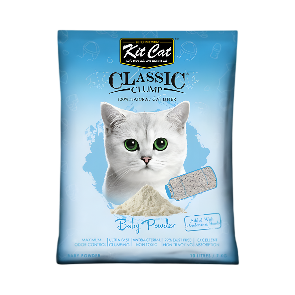 Kit Cat Classic Clump Baby Powder Scent Cat Litter - كت كات رمل كلاسيك رائحة بودرة الأطفال