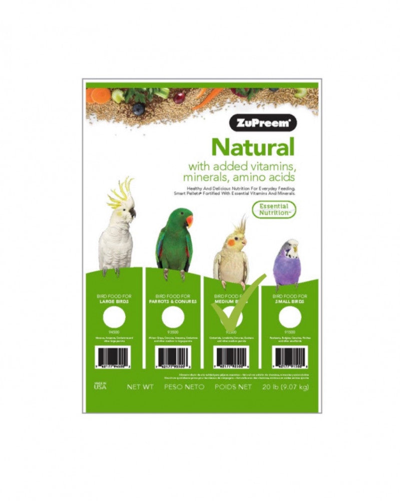Zupreem - Natural with Added Vitamins, Minerals & Amino Acids For Medium Birds