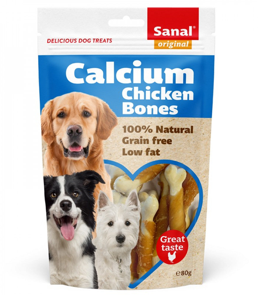 SANAL - Calcium Chicken Bones 80g سنال مكافآت للكلاب البالغة - كالسيوم عظام الدجاج