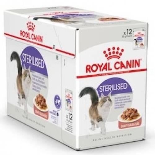 ROYAL CANIN - STERILISED GRAVY WET CAT FOOD POUCHES - 85g - رويال كانين - ستيرلايزد كات طعام رطب للقطط المعقمة