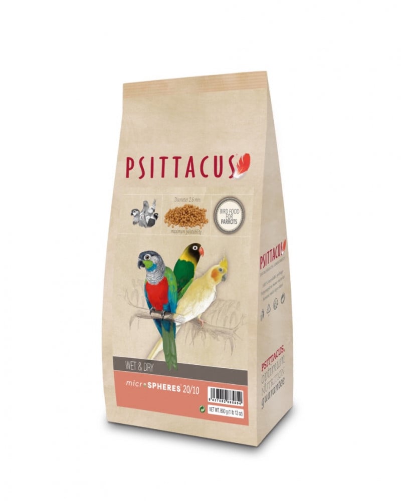 Psittacus- Microspheres 20/10 Food for small and medium parrots سيتاكوس - مايكروسفيرز 20/10 غذاء للببغاءات الصغيرة والمتوسطة