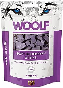 WOOLF - SOFT BLUEBERRY STRIPES' Complementary Snack For Dogs - 100g