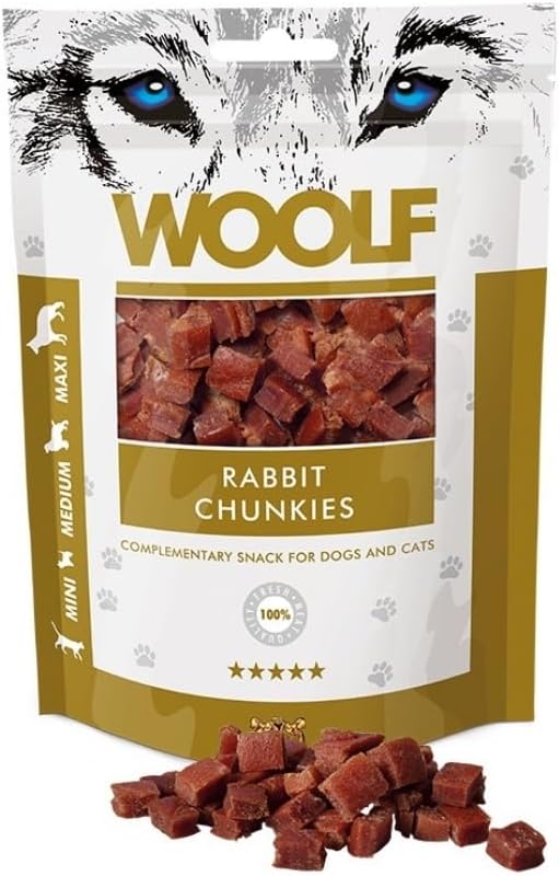 WOOLF - RABBIT CHUNKIES' Complementary Snacks For Dogs & Cats - 100g