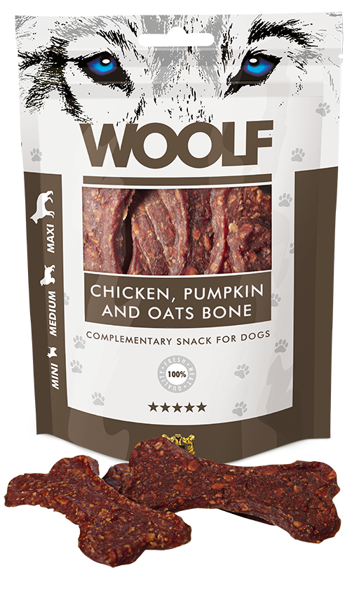 WOOLF - Chicken, Pumpkin & OATS Bone Complementary Snacks For Dogs - 100g