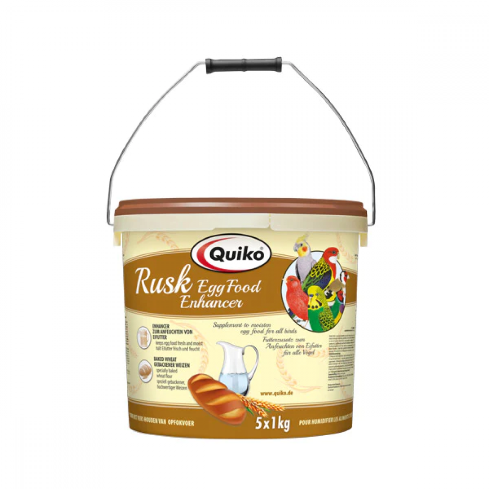 Quiko- Rusk Egg Food Enhancer for Medium and Small Parrots 5KG كويكو - باتيه راسك طعام البيض المجفف بالقمح المخبوز للببغاءات المتوسطة والصغيرة 5KG