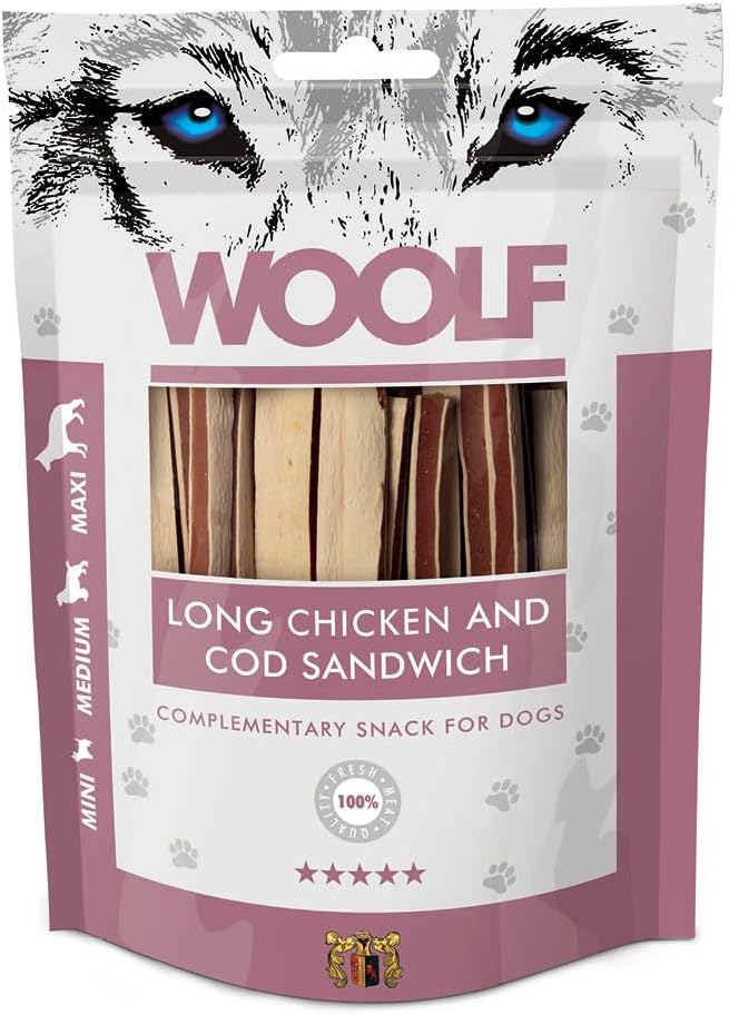 WOOLF - Long Chicken & COD Sandwich Complementary Snacks For Dogs - 100g